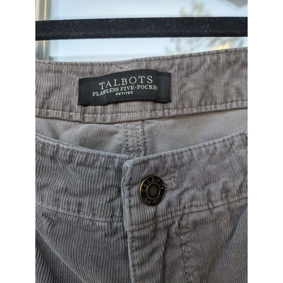 Talbots Flawless Five Pocket Straight Corduroy Pants Petites Grey, Size 4P - Picture 3 of 5